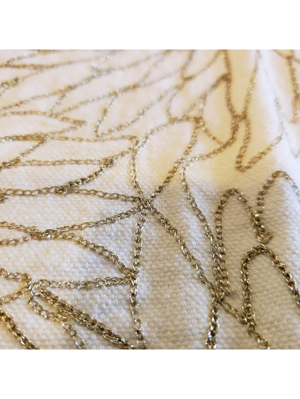 Calvin Klein Throw Pillow Covers QTY 2 Pale Yellow Gold Metallic Thread Flowers